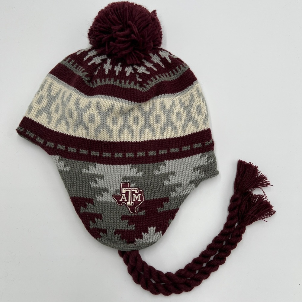 Adidas Texas A&M Aggies Peruvian‎ Beanie Hat Maroon Gray Tassels OSFA NEW